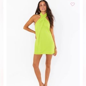 SHOW ME YOUR MUMU - jasmine halter mini dress - citrine green - size M